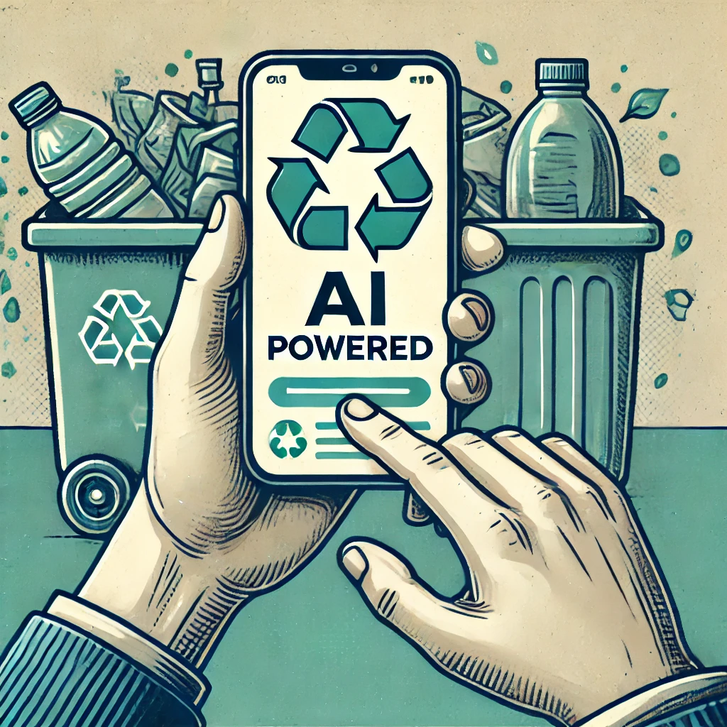 A smartphone screen showing an AI identifying a plastic bottle.